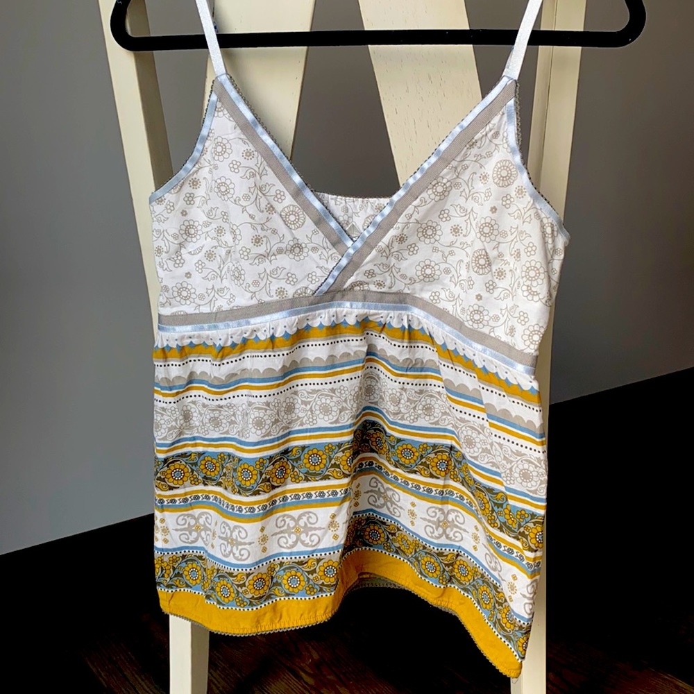 Fossil mustard floral tank top blouse
